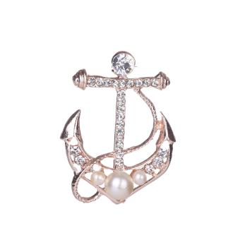 Harga Gold Plated Crystal Women Brooch Pins Casual Anchor Girl Brooch Pins - intl