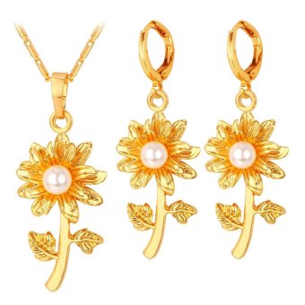 Cadis 24 Kb Keemasan Mutiara Yang Indah Dan Bunga Sekitar 