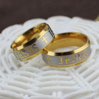 Titanium Steel Dropshipping Jesus Cross Letter Bible Wedding Band Source · Detail Gambar Hequ High Quality