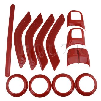 Interior Decoration Trims Frame Cover for Jeep Wrangler Set of 12 Red - intl ...
