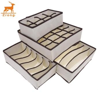 Zrong 4PCs Ties Socks Shorts Bra Underwear Storage Box Drawer Divider Closet Home Organizer Set (Beige) - intl ...