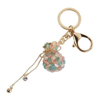 Gambar iokioh Cute Opal Lucky Bag Shape Alloy Keychain Key Ring(Blue Pink)  intl