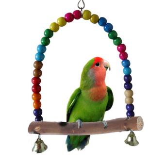 Gambar iokioh Wooden Bird Swings Toys Bird Swings Stand Hanging,Multicolor