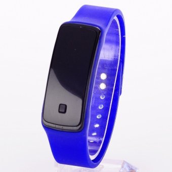 Jam LED 2015 Fashion olahraga jam Digital silikon lari jam gelang untuk wanita pria anak jam tangan blaus Feminino (biru)  