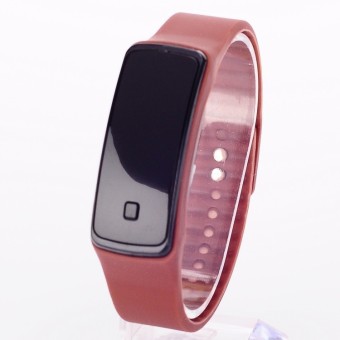 Jam LED 2015 Fashion olahraga jam Digital silikon lari jam gelang untuk wanita pria anak jam tangan blaus Feminino (coklat)  