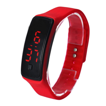 Jam LED 2015 Fashion olahraga jam Digital silikon lari jam gelang untuk wanita pria anak jam tangan blaus Feminino (merah)  