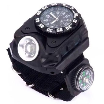 Gambar Jam Tangan Multifungsi LED Flashlight CREE dengan Kompas   Black