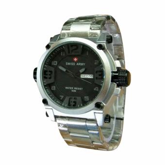 Jam Tangan Pria - Swiss Army ETA 0153 - Silver - Tanggal Aktif