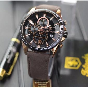 Jam tangan - Tetonis - Leather strap brown - Steeinless - GoldT003  