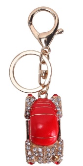 Gambar jiage Retro Vintage Car Shape Rhinestone Diamond Keychain Key Ring(Red And Gold)   intl
