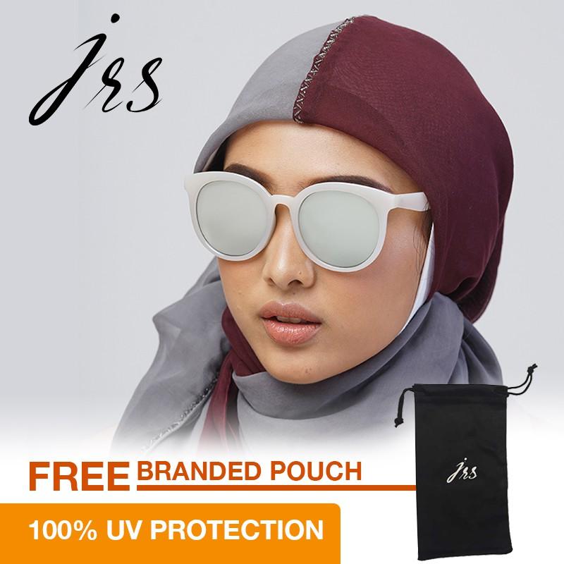 JRS Wanita Putih Sunglasses Round UV 400 Protection Grey Lensa J20SF1902 by Coolwinks