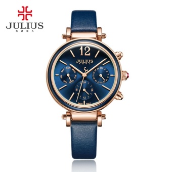 JULIUS Unique Women Leather Strap Round Shape Quartz Wrist Watch Best Gift - intl  