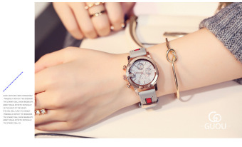 Gambar Kasual Waterproof pita jam tangan Couple Korea Fashion Style Watch
