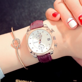 Gambar Kerah putih Korea Fashion Style berlian wanita kulit Watch