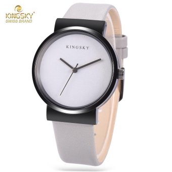 KINGSKY 371M Female Quartz Watch Leather Band Daily Water Resistance Concise Style Wristwatch - intl  