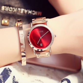 Gambar Klasik Jianyue kompak jarum sabuk baja jam tangan wanita