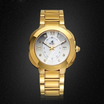 kobwa Excellent business casual men's double strip quartz watch waterproof genuine simple men's business brand watches (Gold)  