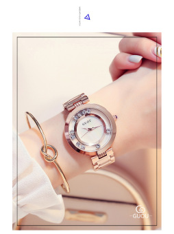 Gambar Korea Fashion Style berubah sudut waterproof bentuk perempuan baja otentik Watch