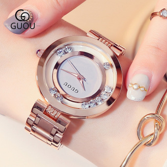 Gambar Korea Fashion Style berubah sudut waterproof bentuk perempuan baja otentik Watch