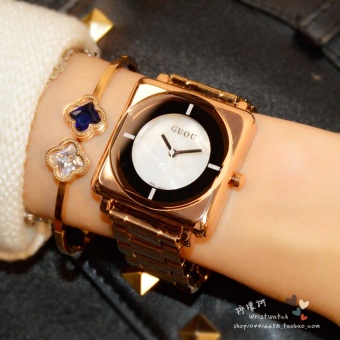 Gambar Korea Fashion Style rose gold persegi baja jam tangan