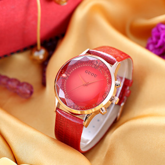 Gambar Korea Fashion Style sabuk kulit asli putaran kasual bentuk perempuan panggil besar jam tangan