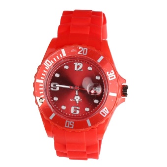 Lady neutral sports simple style silicone watch red - intl  