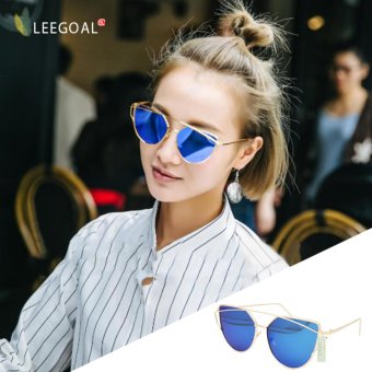 Gambar Leegoal wanita kacamata hitam Sunscreen Anti   UV warna Film kacamata busana, Sliver dan biru