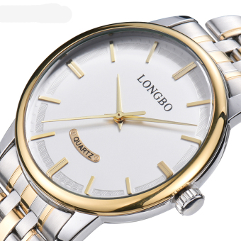 LONGBO pasangan wanita pecinta mode santai untuk gaya tahan air stainless steel jam kuarsa bisnis jam tangan 80232  