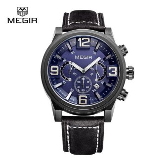 Luxury Brand Sports Watches Mens Quartz Chronograph Big Dial ClockLeather Wrist Watch Relogio Masculino Relojes - intl  