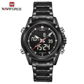 Luxury Dual Movt Men Quarz Watches Analog Digital LED SportMilitary Wrist Watch Chronograph (Black Silver)(Not Specified)(OVERSEAS) - intl  
