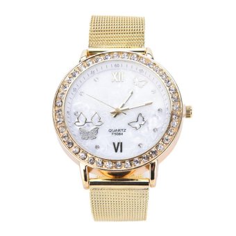 Luxury Watches Women Ladies Stainless Steel Mesh Gold Band Wrist Quartz Watch - intl  