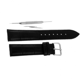 MagiDeal Artificial Leather Watch Strap,Watch Band Wrist Replacement Pin 20 mm Black - intl  