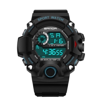 Man Sports Fashionable Multi Function Waterproof Electronic Wrist Watch(Blue)-one size - intl  