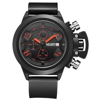 Meigeer MEGIR Sport Mens Men Selling Silicone Waterproof CalendarWatch - intl  