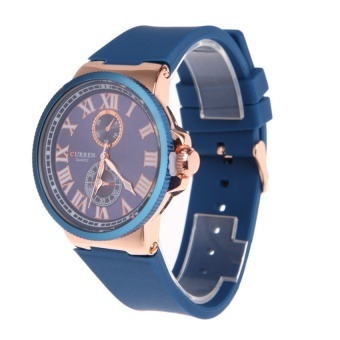 Men Silica gel Watchband Sport Watch Blue - intl  