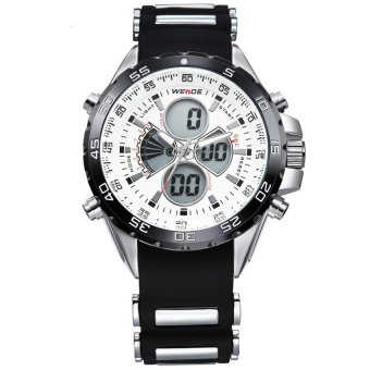 Men Sports Watches Brand Quartz Watch Relogio Masculino LCD DigitalDisplay Silicone Strap Alarm Waterproof Wristwatches(White)(Not Specified)(OVERSEAS) - intl  