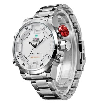 Men Watches Mens Casual Sport Watch Multifunction LED Men QuartzWristwatches Dual Time Zone With Alarm Luxury Brand(White) - intl  