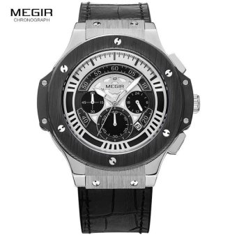Mens Chronograph Luminous Leather Strap Quartz Wristwatches FashionWaterproof Military Sport Watch for Man - intl  