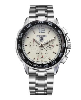 Mens Watch Six Pin Multi-function Automatic Mechanical Watch Waterproof Mens Leisure Wristwatch white dial - intl  