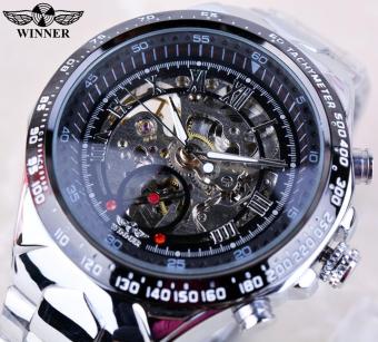 Mens Watches Black Dial Skeleton Mens Watches Top Brand Luxury Stainless Steel Sport Watch Montre Homme Clock Men Erkek Kol Saati - intl  