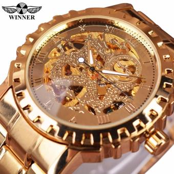 Mens Watches Series Gear Bezel Fashion Casual Design Full Gold Watch Men Top Brand Luxury Automatic Watch Clock Men Montre - intl  