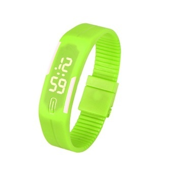 Mens Womens Rubber LED Watch Date Sports Bracelet Digital Wrist Watch Green - intl  
