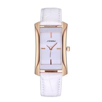 mingjue SINOBI 2016 Brand Fashion Gold Rectangle Dial Leather Strap Watches Women Quartz Lady Dress Business Casual Watch Clock Hours (white golden white)  