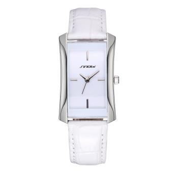 mingjue SINOBI 2016 Brand Fashion Gold Rectangle Dial Leather Strap Watches Women Quartz Lady Dress Business Casual Watch Clock Hours (white silver white)  
