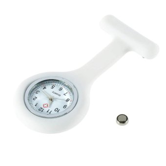 Mini Portable Silicone Gel Doctor Nurses Brooch Pin Pocket Fob Tunic Watch (White)  