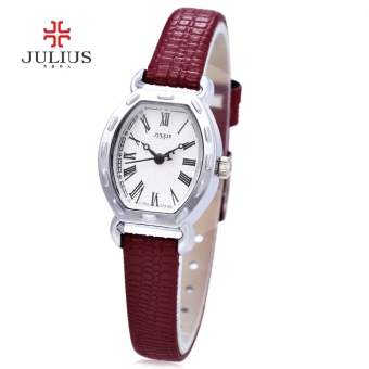 MiniCar Julius JA - 544 Women Quartz Watch Roman Numerals Scale Slender Band 3ATM Wristwatch Deep red(Color:Deep red) - intl  