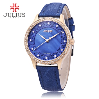 MiniCar Julius JA - 852 Women Quartz Watch Artificial Diamond Bezel Hollow Heart Pattern Dial 3ATM Wristwatch Blue(Color:Blue) - intl  