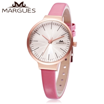 MiniCar MARGUES M - 3051 Female Quartz Watch Stereo Mirror Slender Genuine Leather Band 3ATM Wristwatch Pink(Color:Pink) - intl  