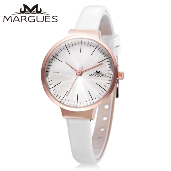 MiniCar MARGUES M - 3051 Female Quartz Watch Stereo Mirror Slender Genuine Leather Band 3ATM Wristwatch White(Color:White) - intl  