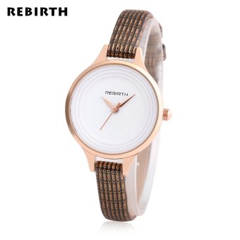 MiniCar REBIRTH RE012 Women Quartz Watch Beer Lid Shape Mirror Leather Strap Stereo Ring Dial Wristwatch Brown(Color:Brown) - intl  